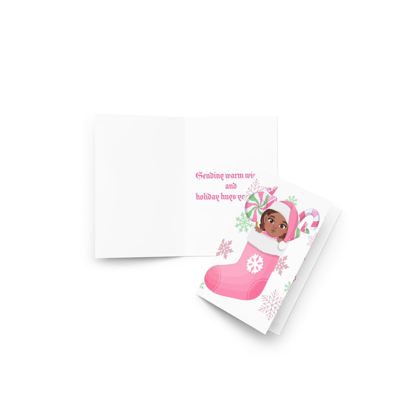 Pink stocking Greeting card