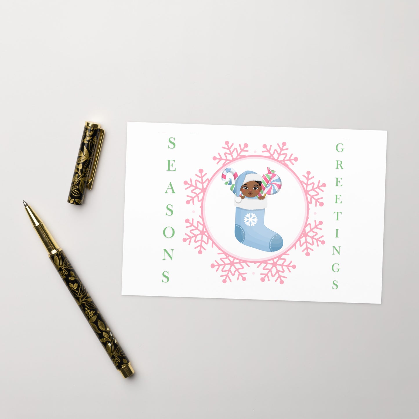 Pink and Green Greeting card