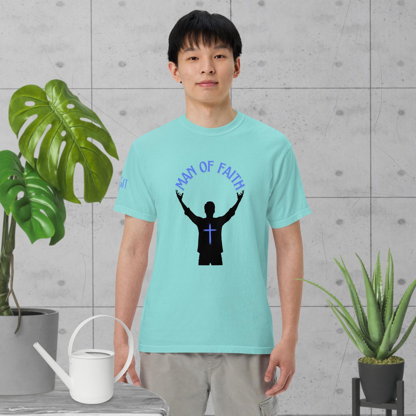 Man of Faith (Blue) Unisex garment-dyed heavyweight t-shirt