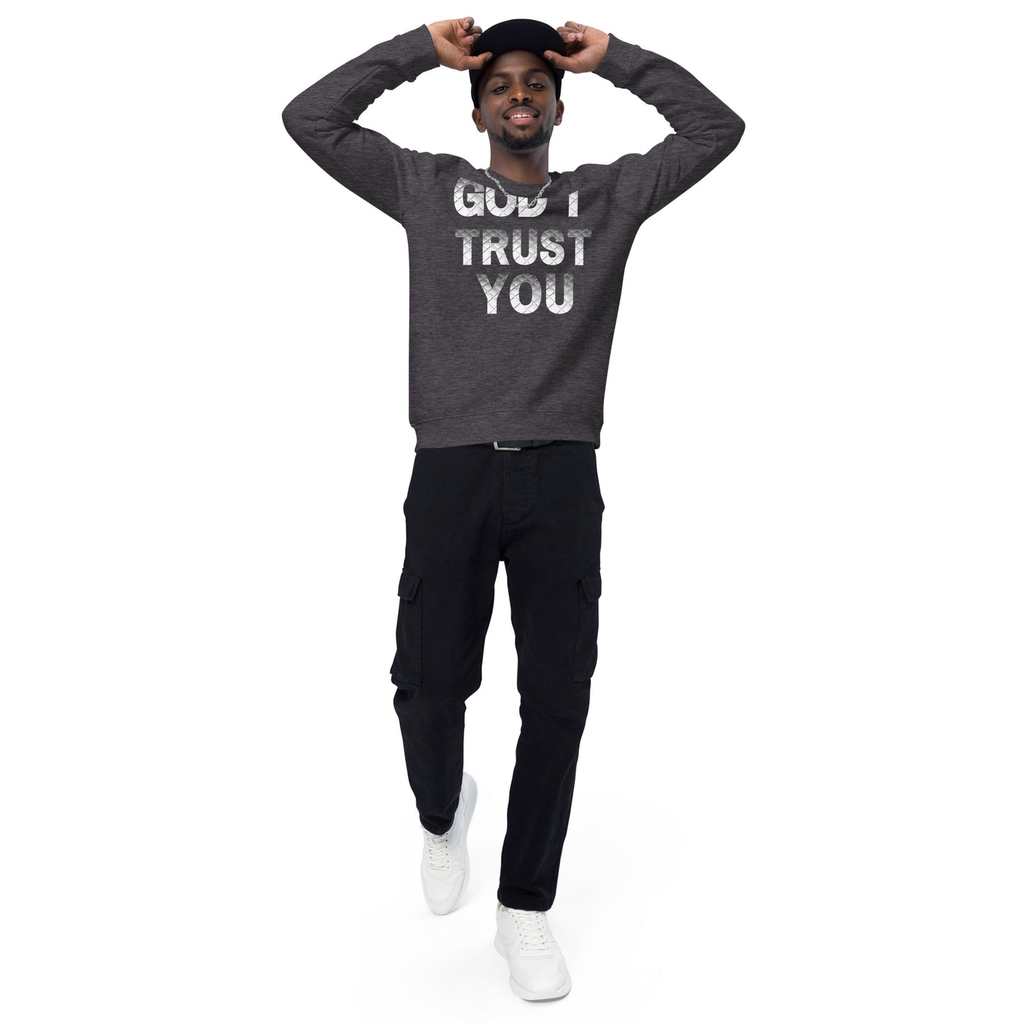 God I Trust You Unisex organic raglan sweatshirt