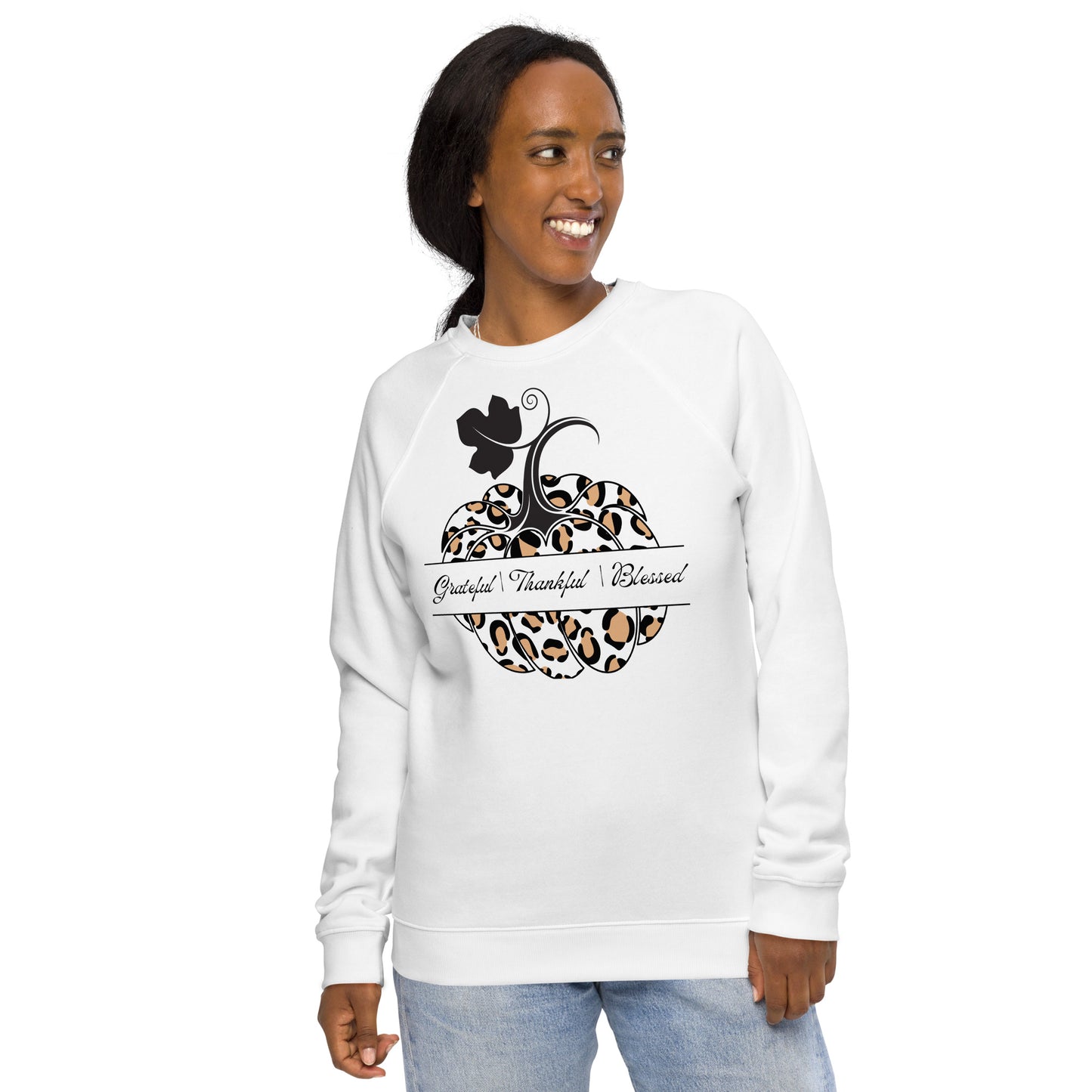Grateful Thankful Blessed Unisex organic raglan sweatshirt