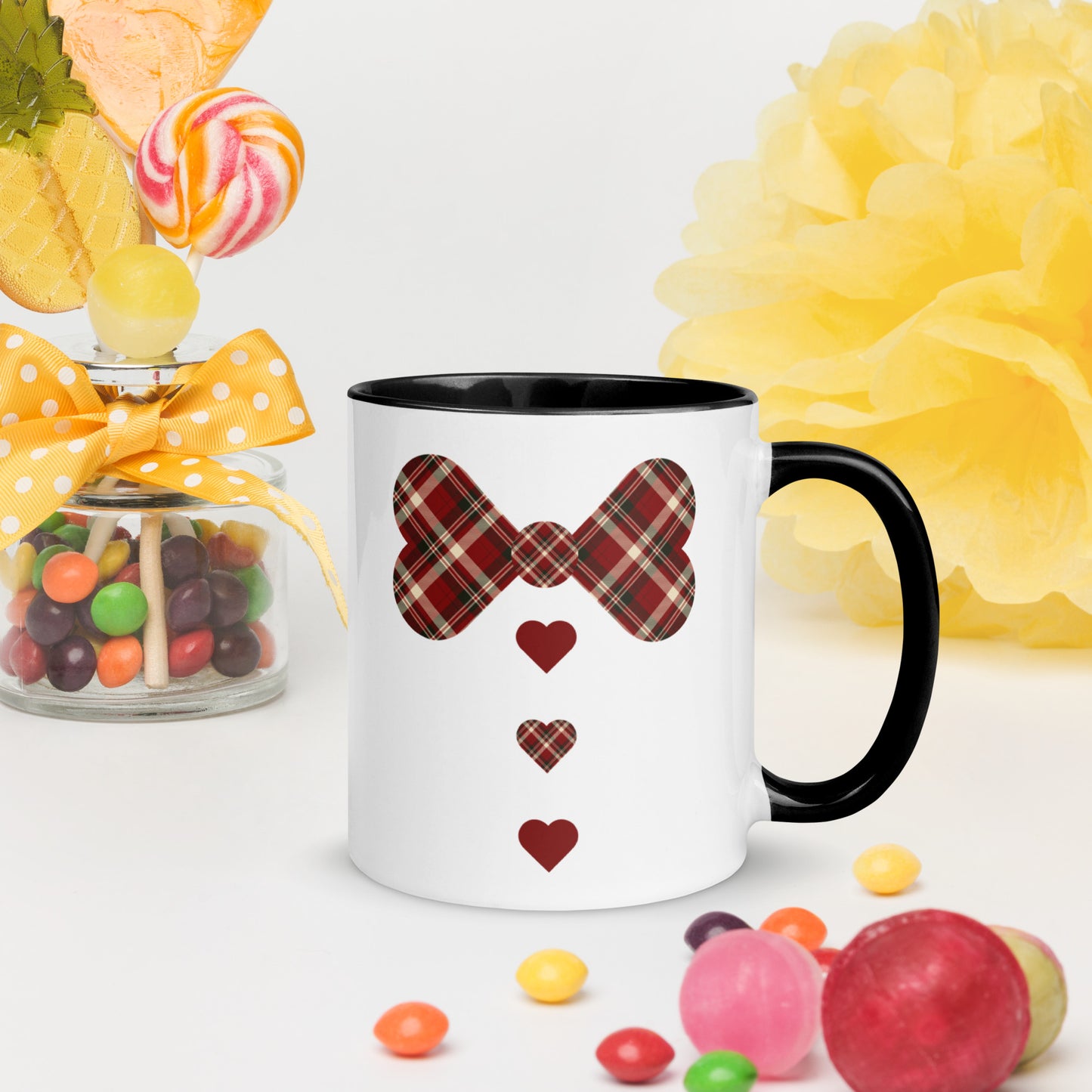 Red plaid Mug with Color Inside