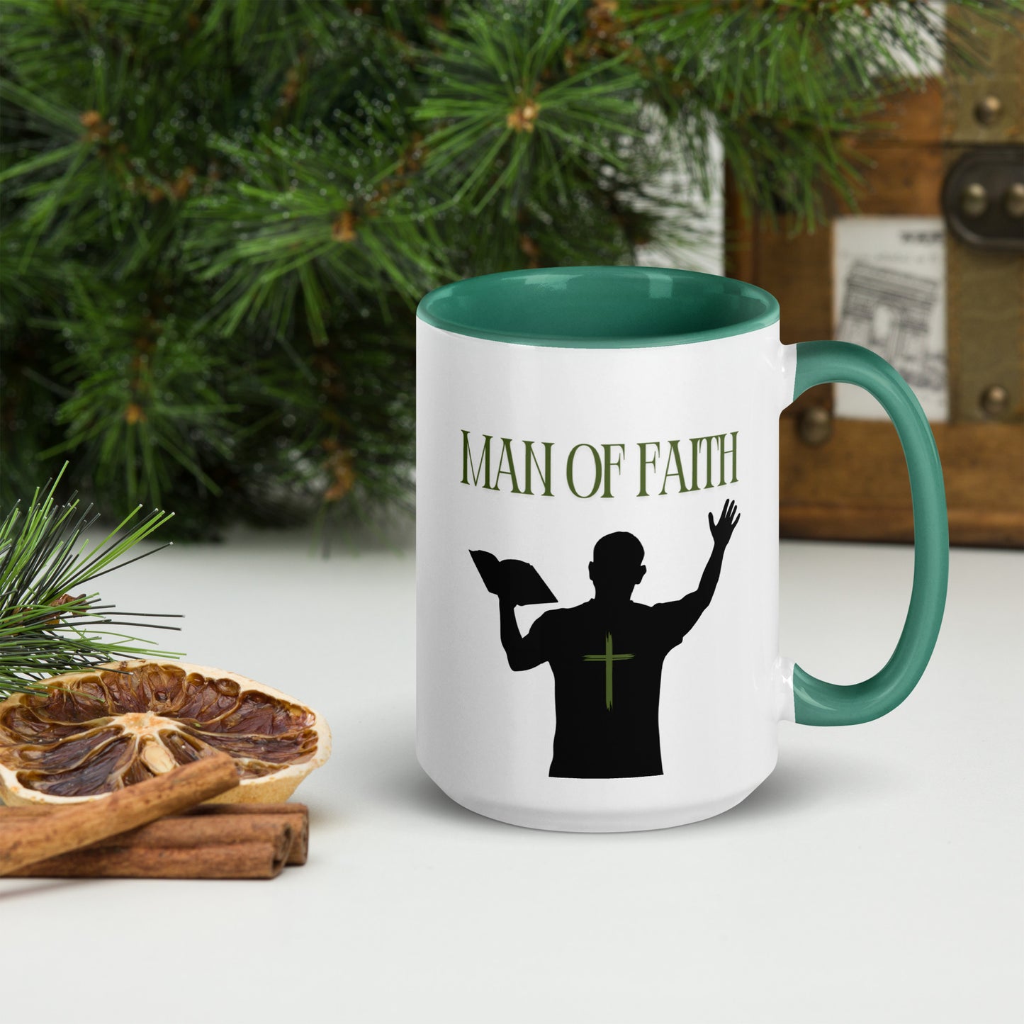 Man of Faith (Green) Mug with Color Inside