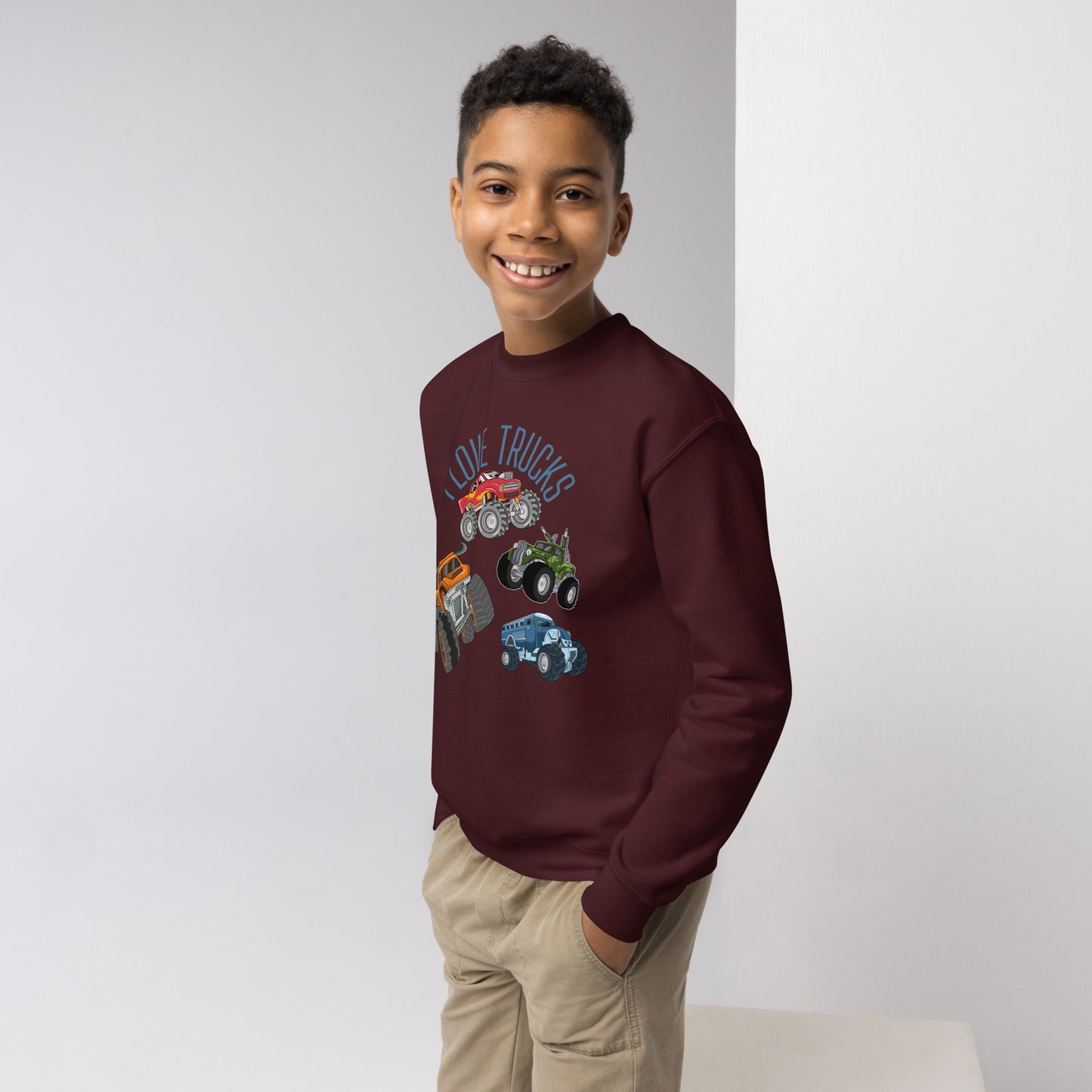 Youth I love trucks crewneck sweatshirt
