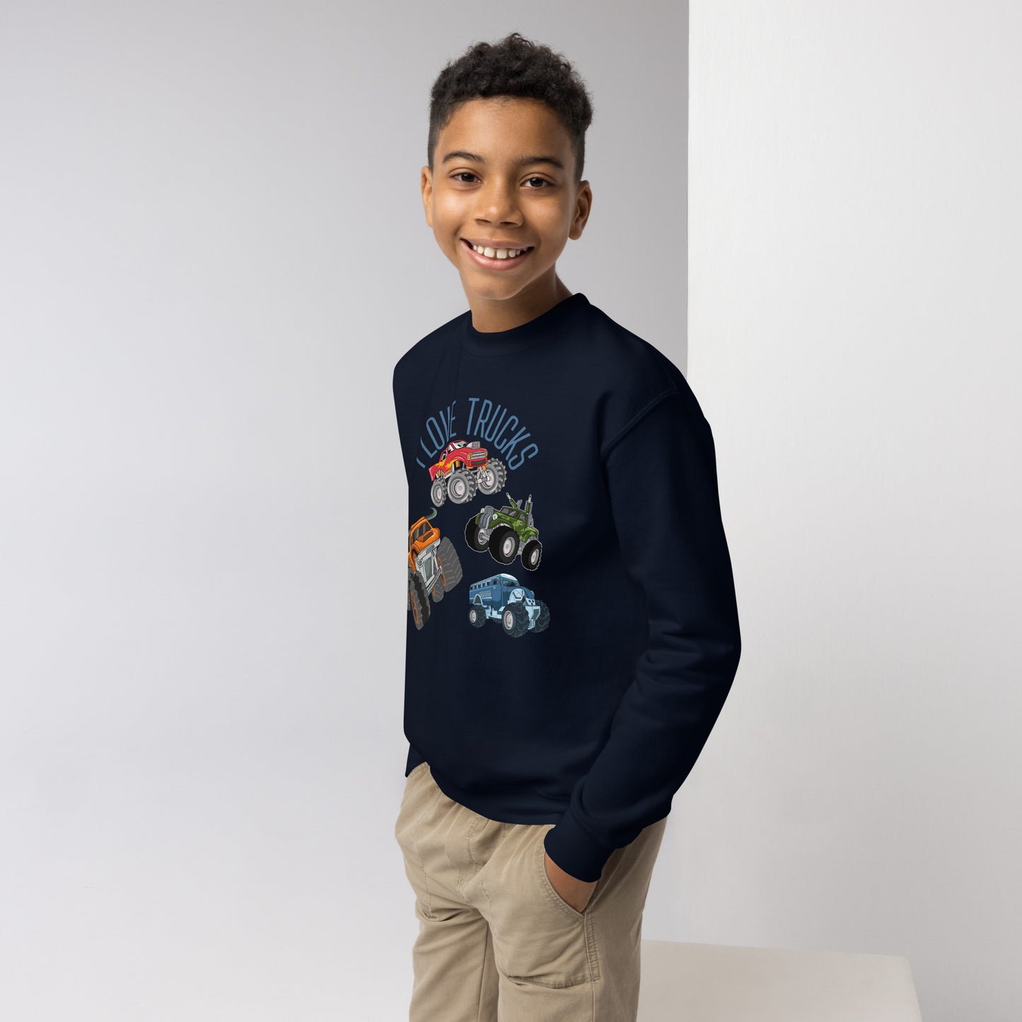 Youth I love trucks crewneck sweatshirt
