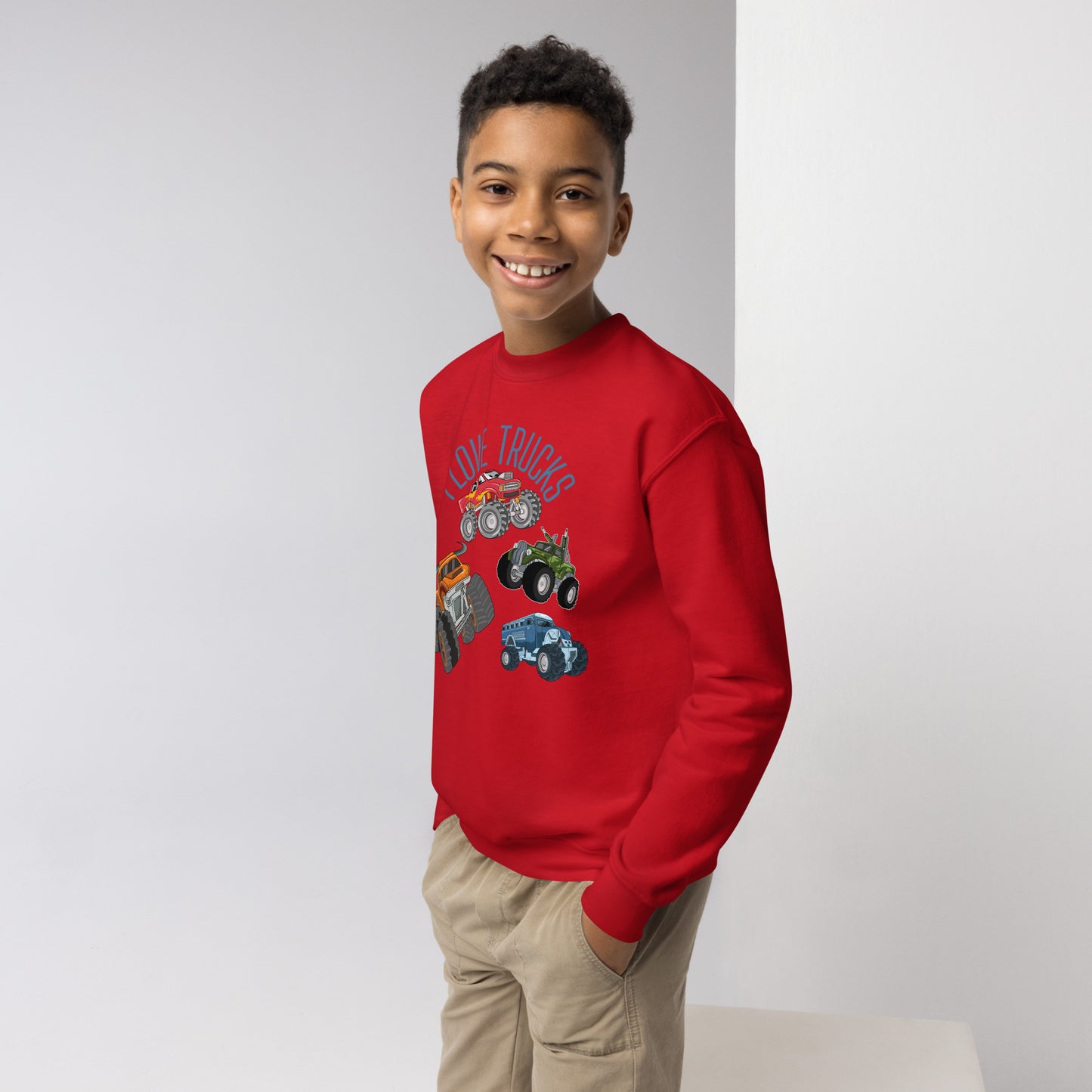 Youth I love trucks crewneck sweatshirt