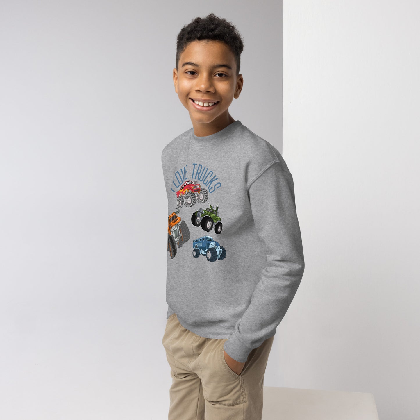 Youth I love trucks crewneck sweatshirt