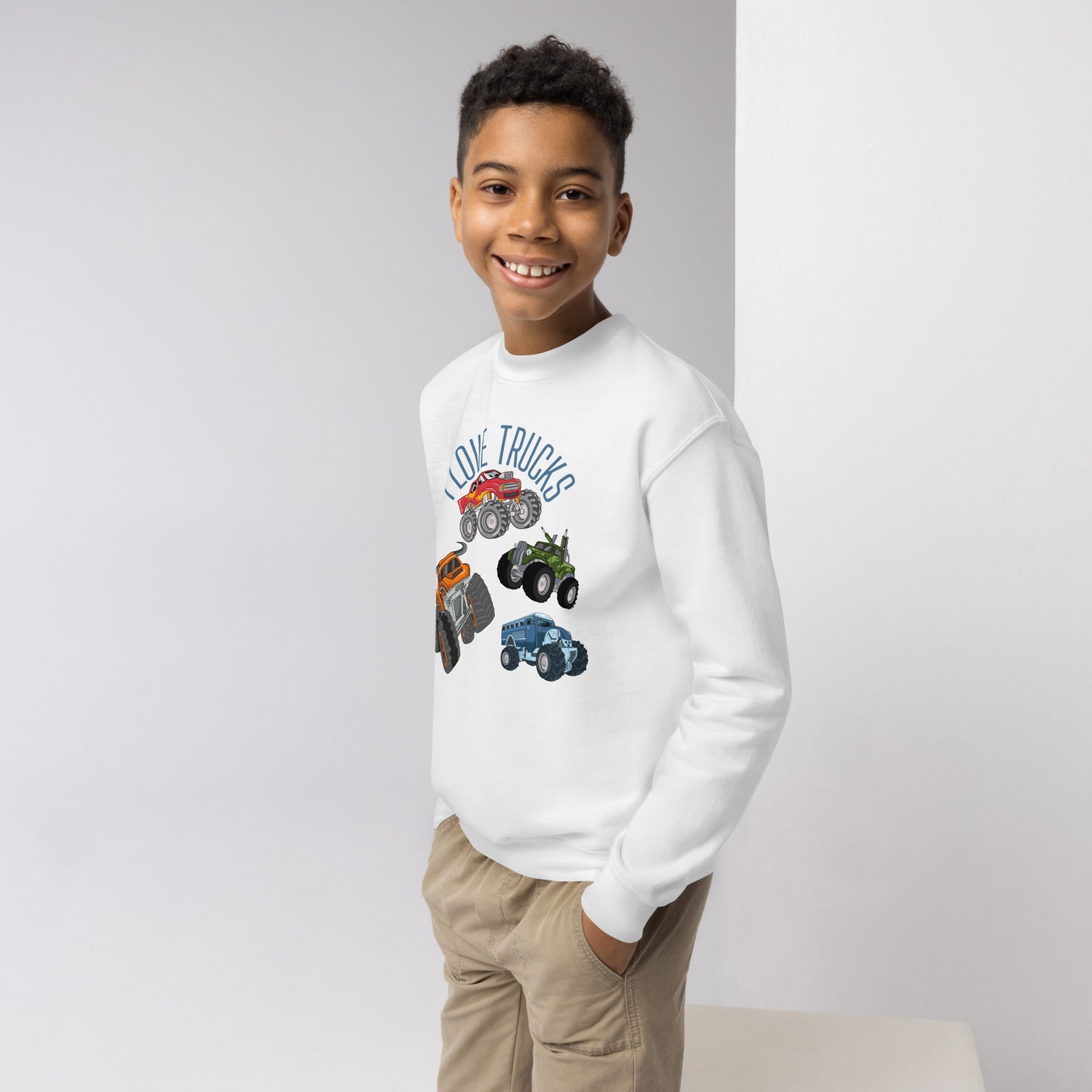 Youth I love trucks crewneck sweatshirt