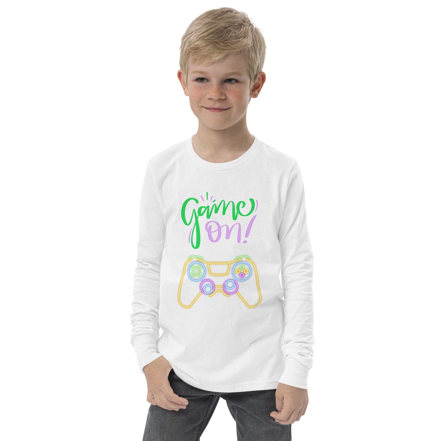 Youth game on long sleeve tee