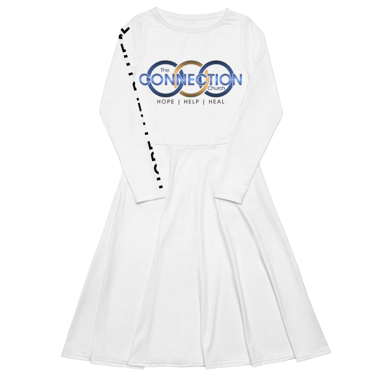 Connection All-over print long sleeve midi dress