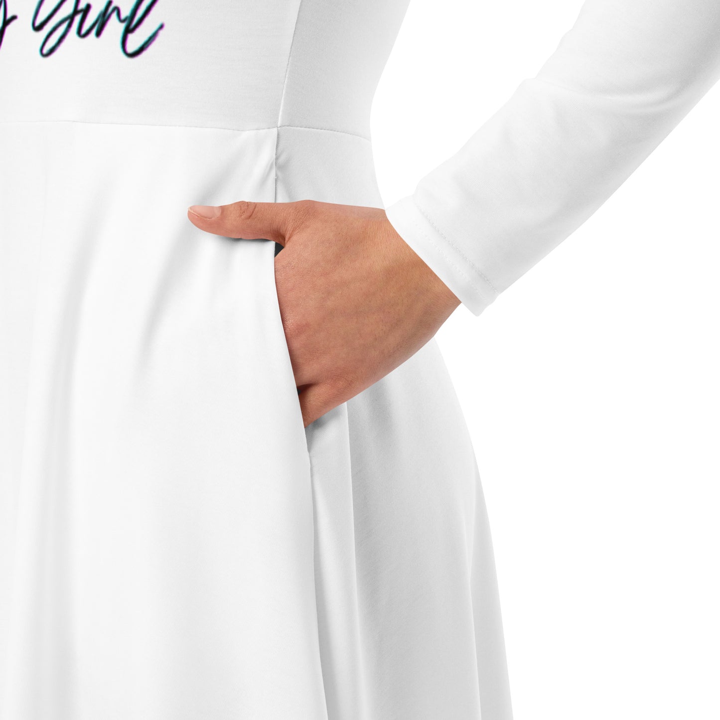 Pretty Girl All-over print long sleeve midi dress