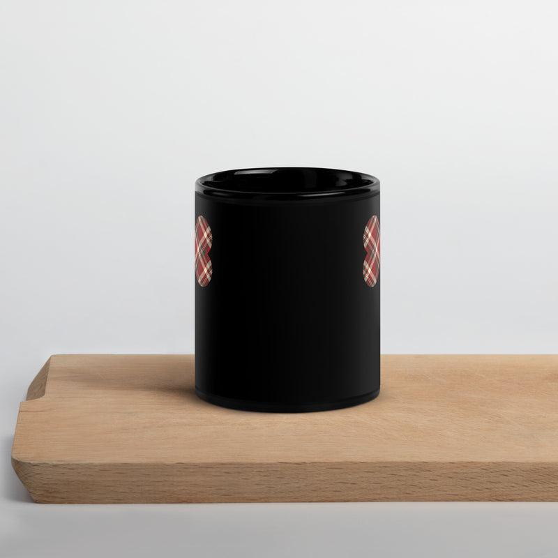 Red plaid Black Glossy Mug