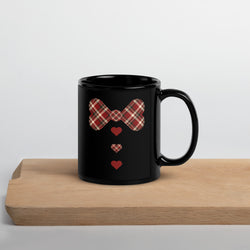 Red plaid Black Glossy Mug