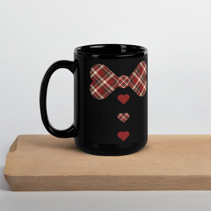 Red plaid Black Glossy Mug