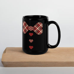 Red plaid Black Glossy Mug