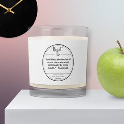 Psalm 34:1 Glass jar soy wax candle