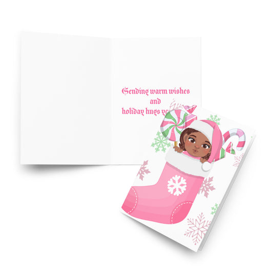 Pink stocking Greeting card