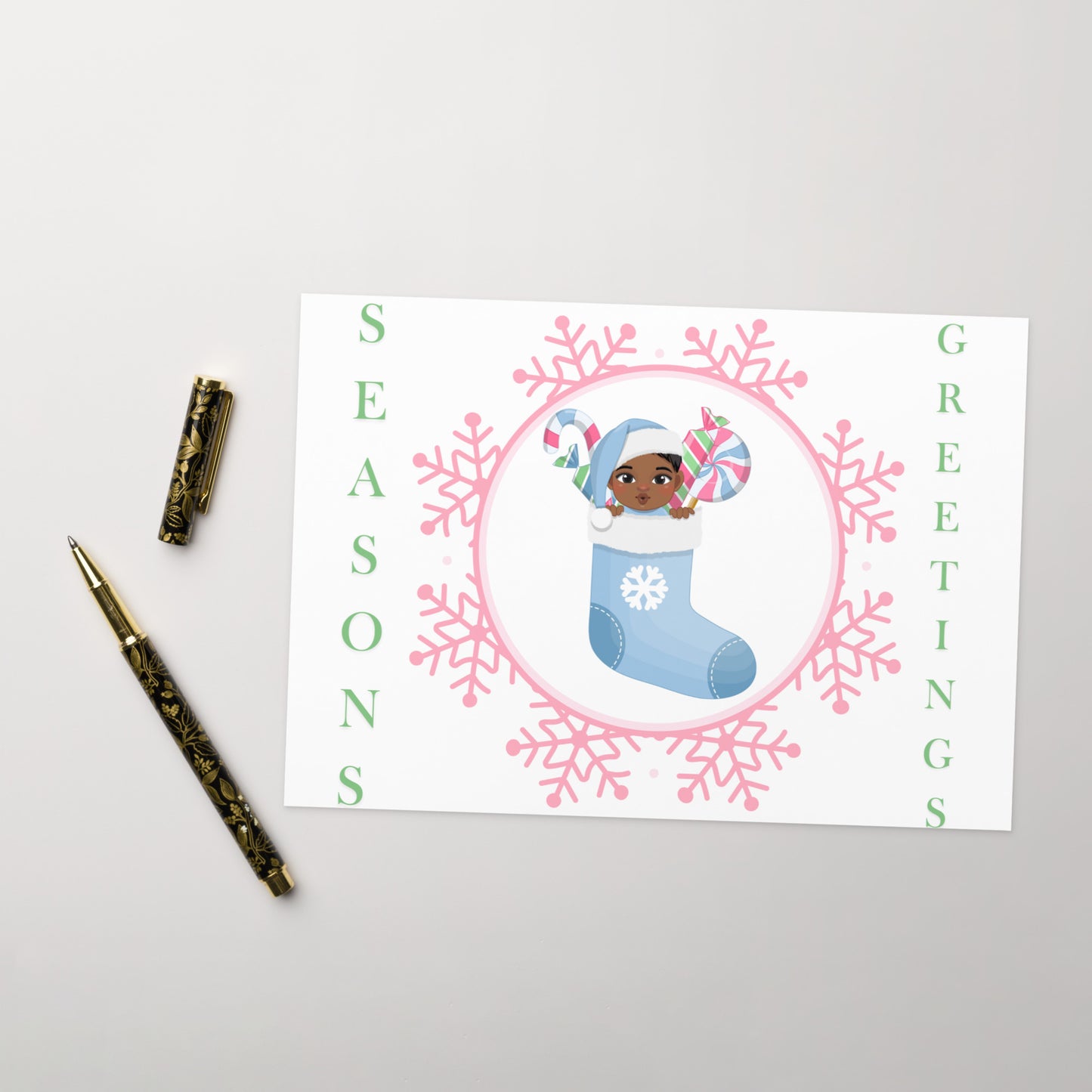 Pink and Green Greeting card