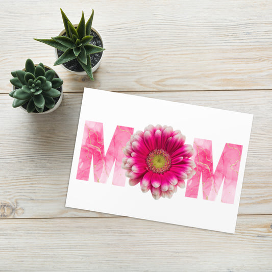 Mom - Pink Daisy Greeting card