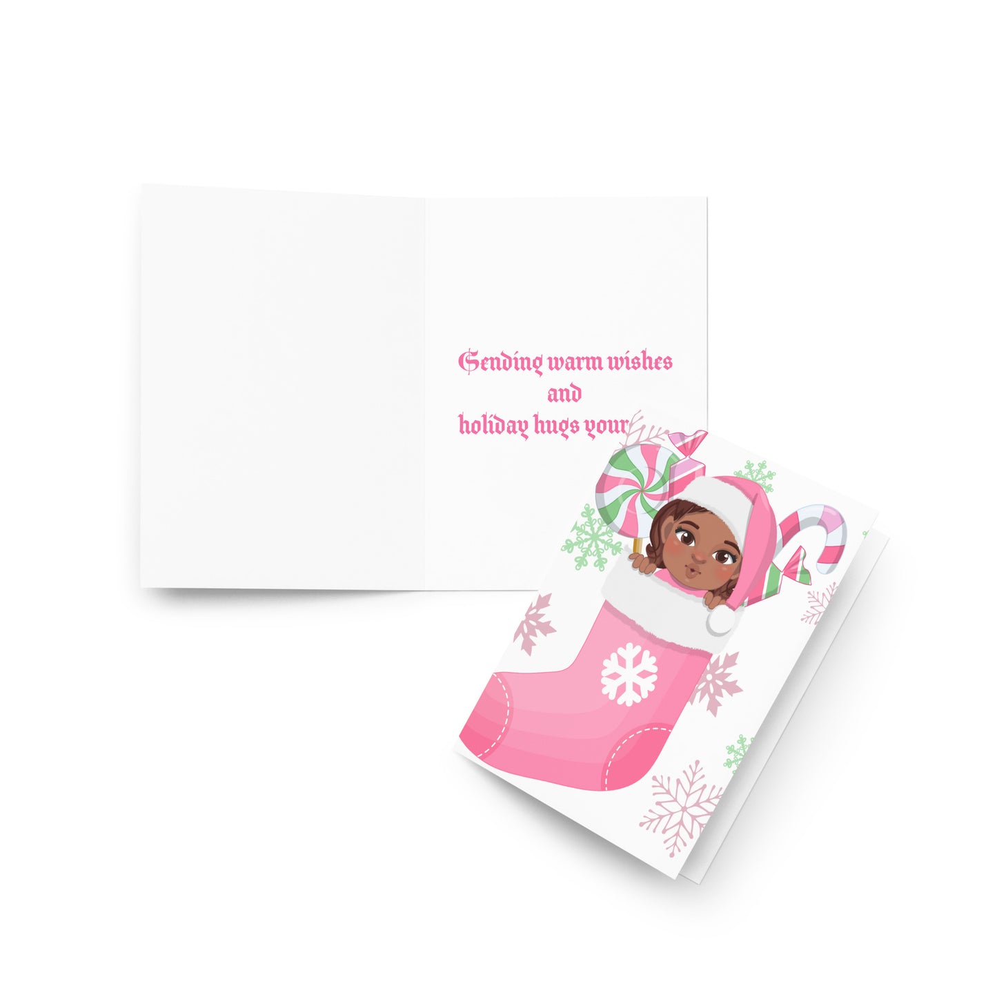 Pink stocking Greeting card