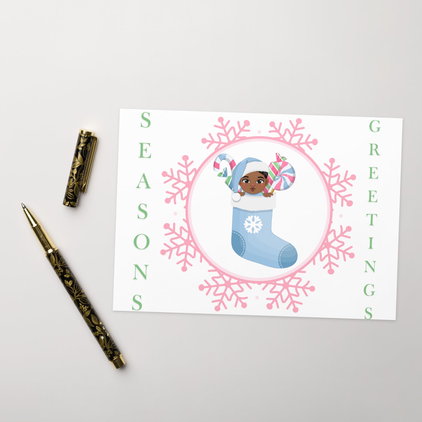 Pink and Green Greeting card