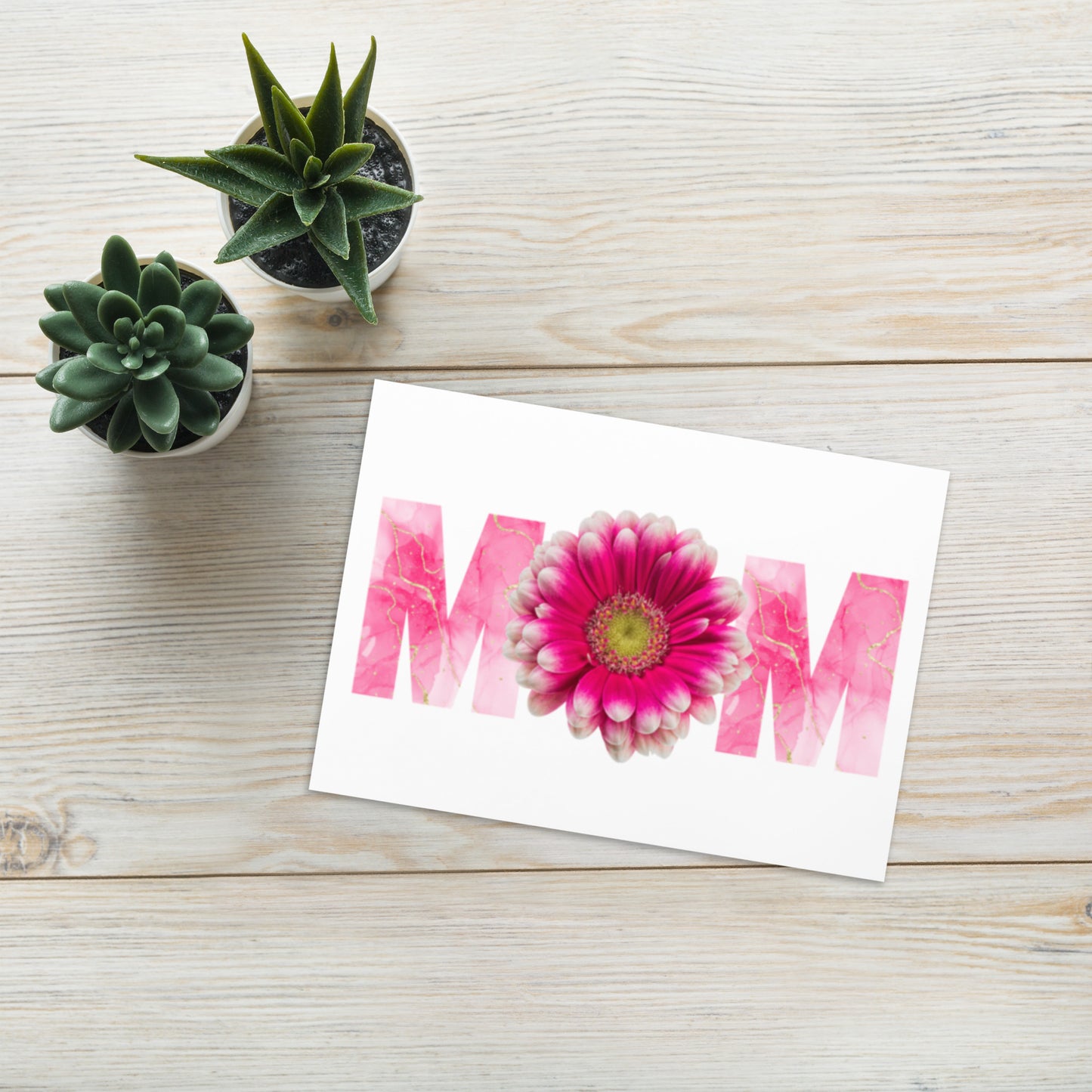 Mom - Pink Daisy Greeting card