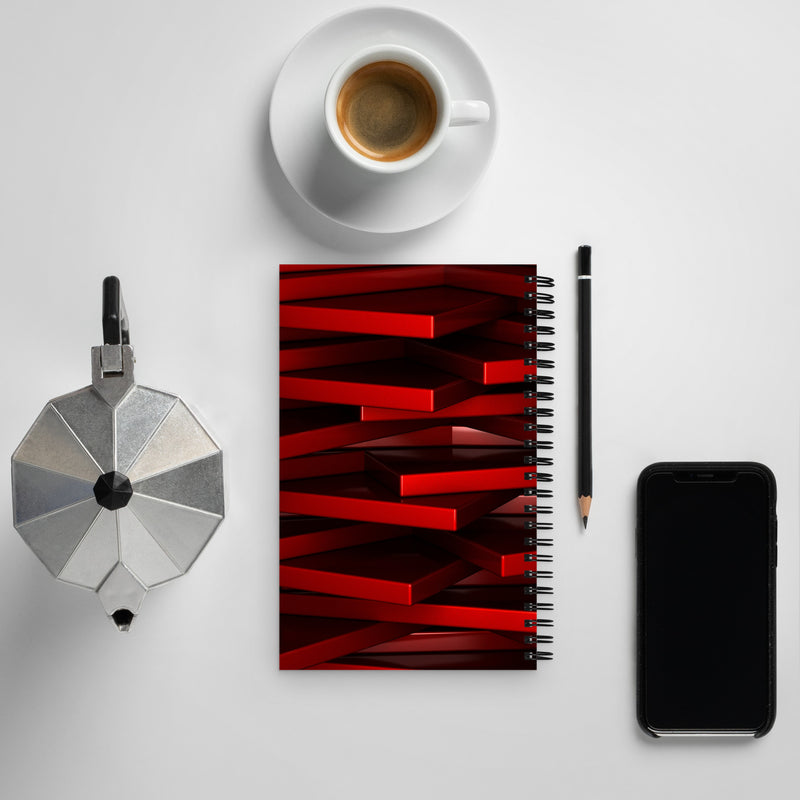 Red geometric Spiral notebook