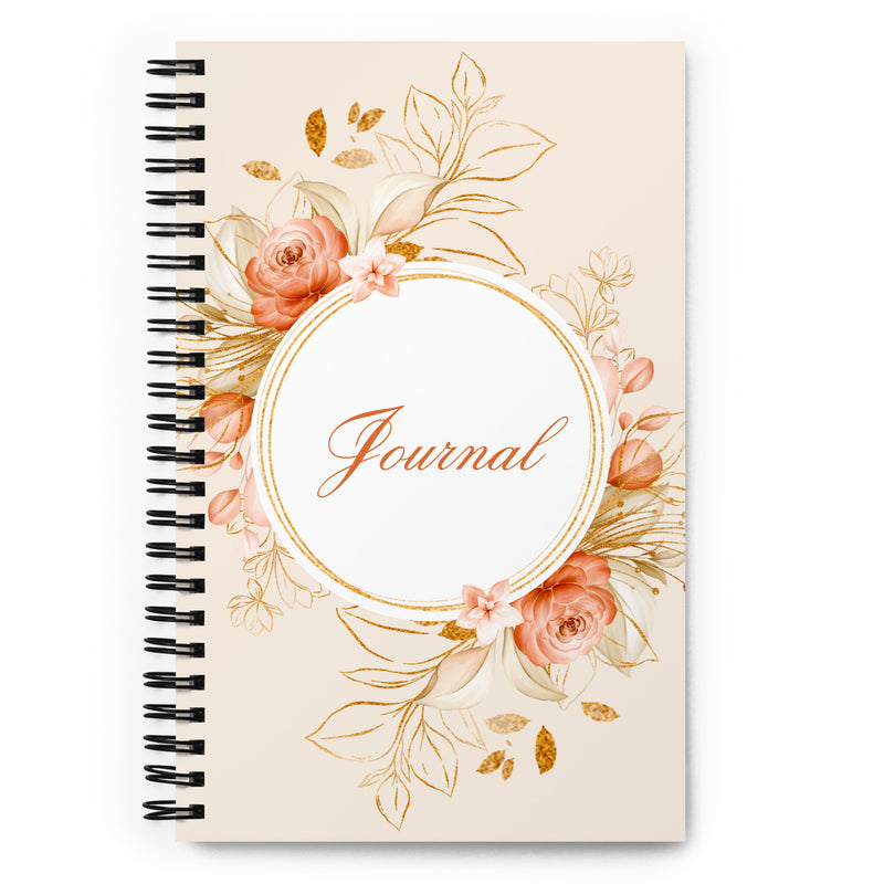 Peach Floral Spiral notebook