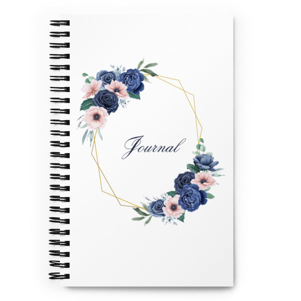 Pink and Blue flower Spiral notebook