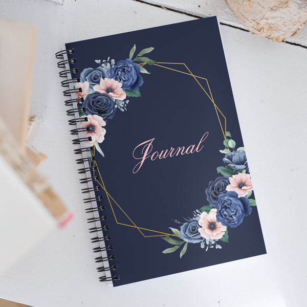 Pink and Blue Flowers Spiral notebook