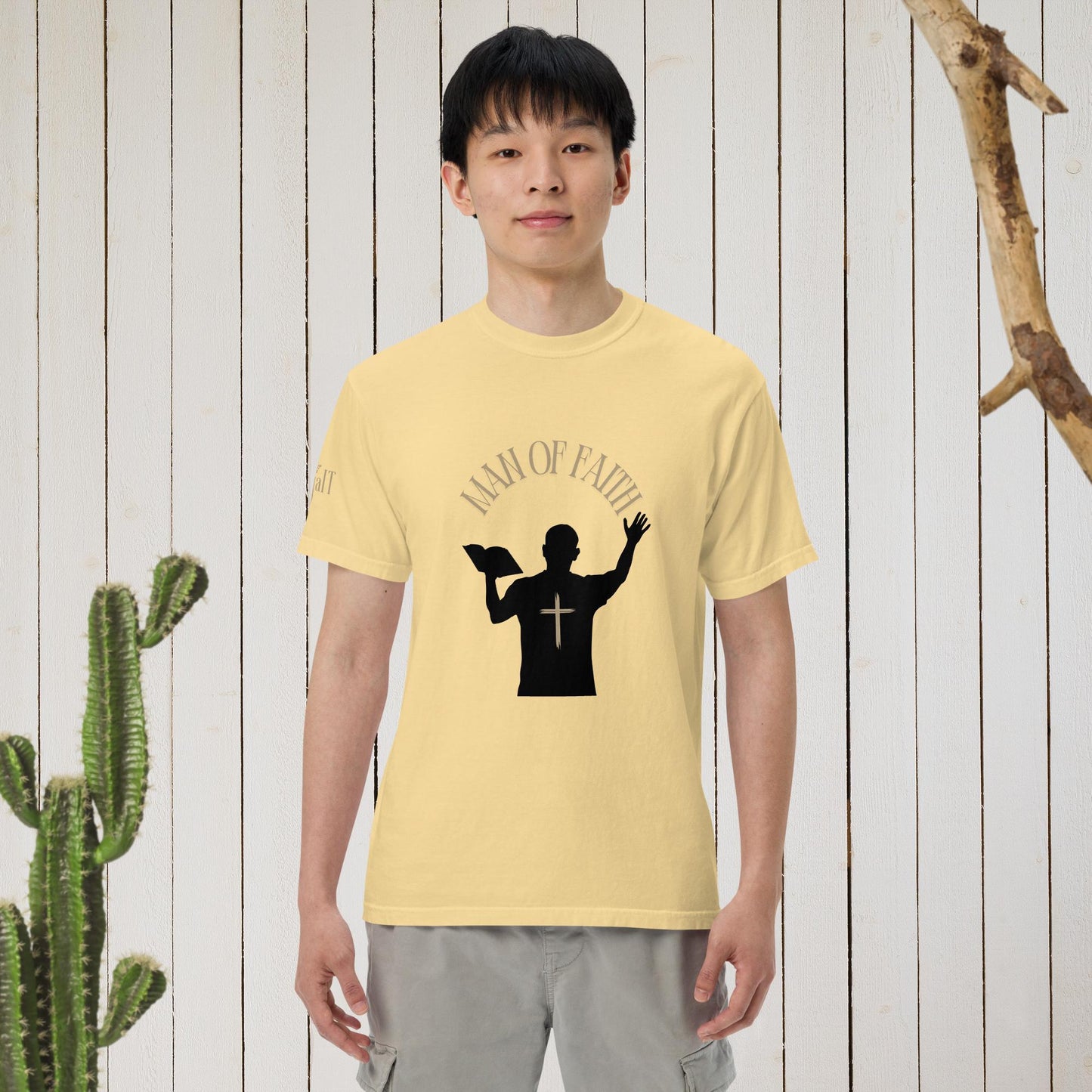 Man of Faith (Gold) Unisex garment-dyed heavyweight t-shirt