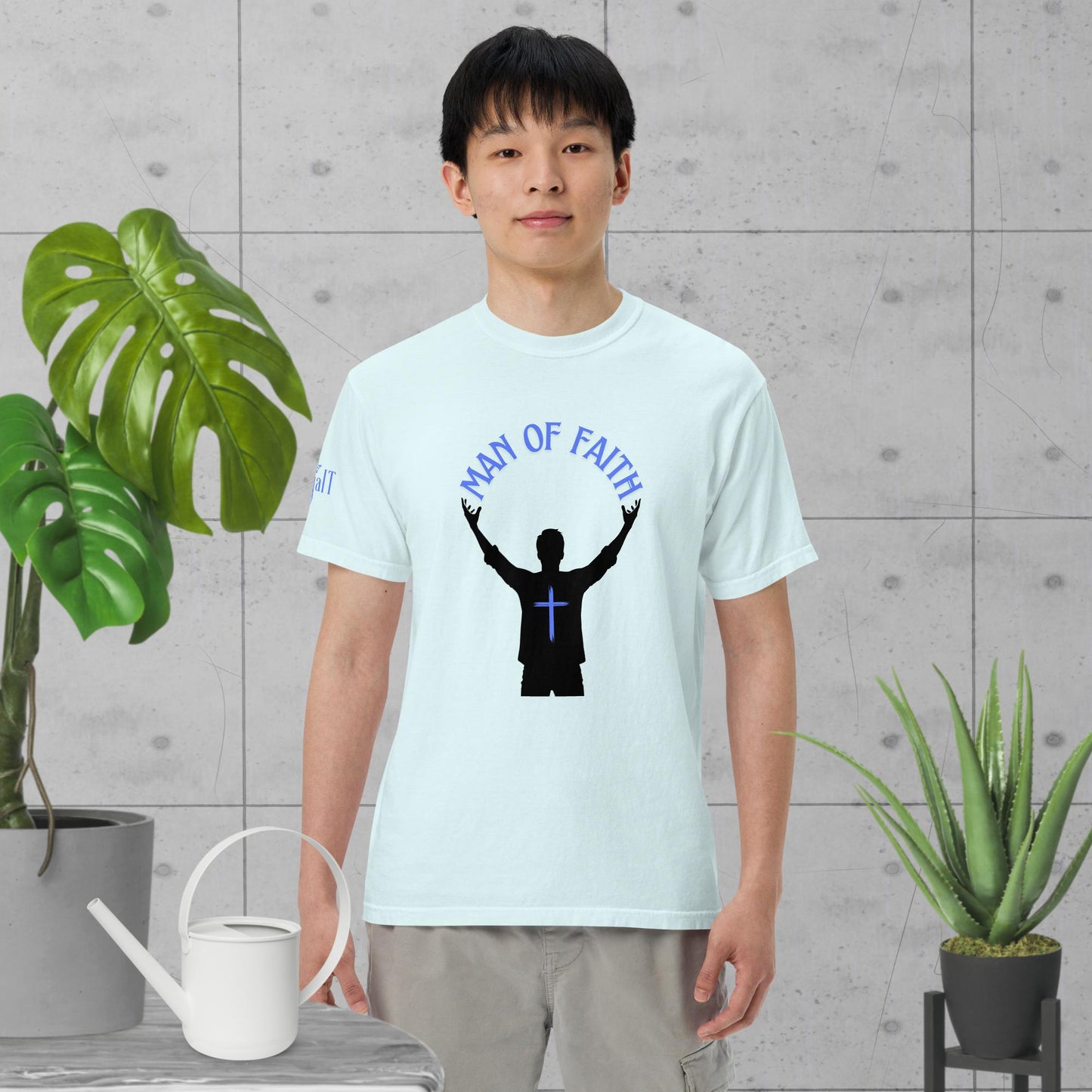 Man of Faith (Blue) Unisex garment-dyed heavyweight t-shirt