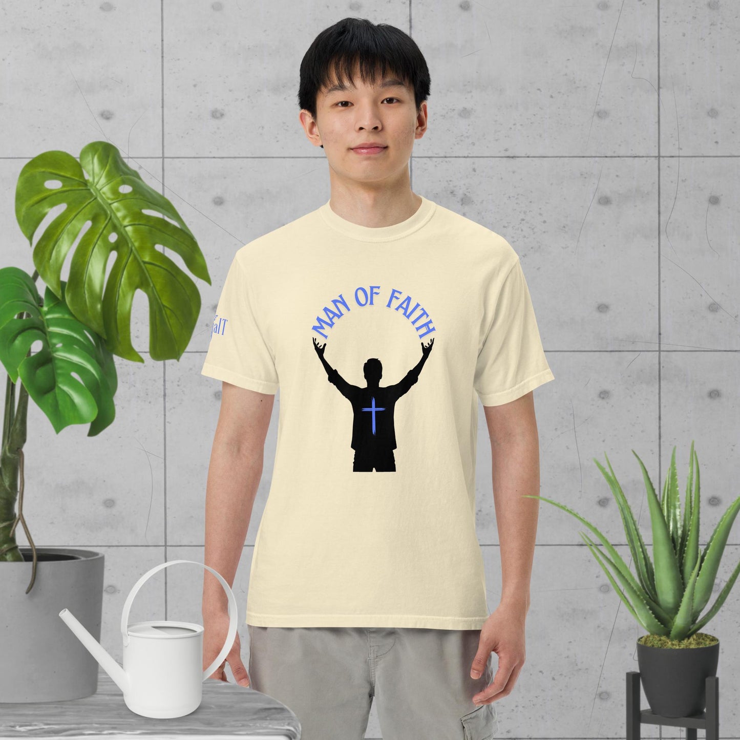 Man of Faith (Blue) Unisex garment-dyed heavyweight t-shirt