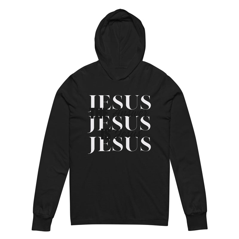 The Answer is Jesus Hooded long-sleeve tee