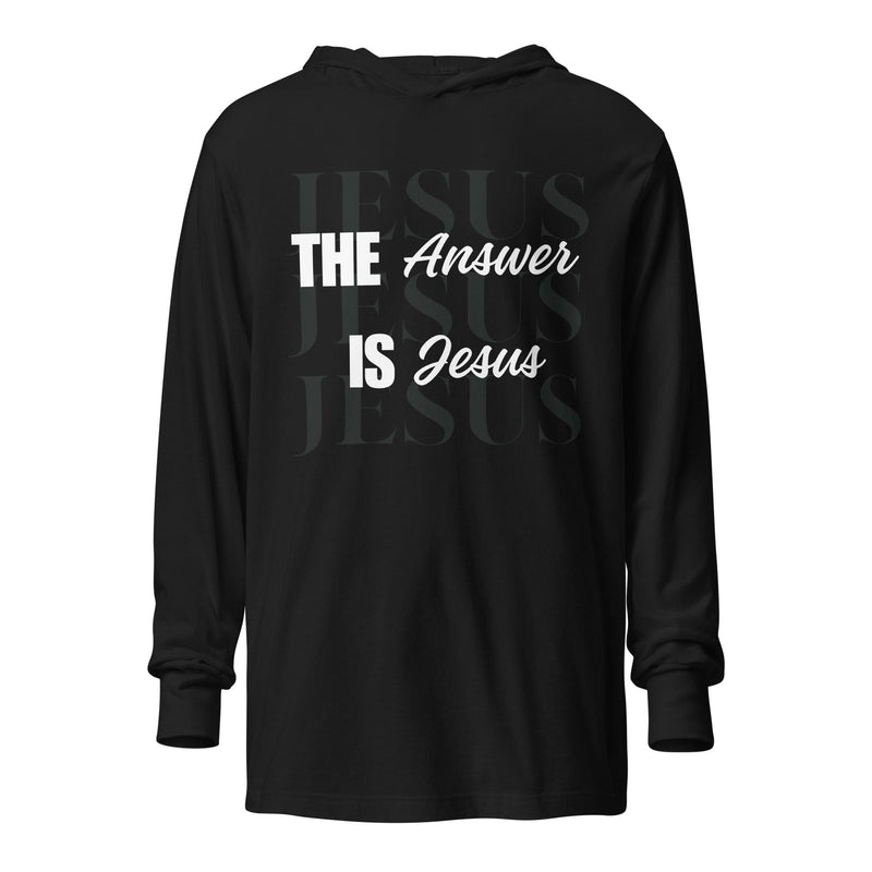 The Answer is Jesus Hooded long-sleeve tee