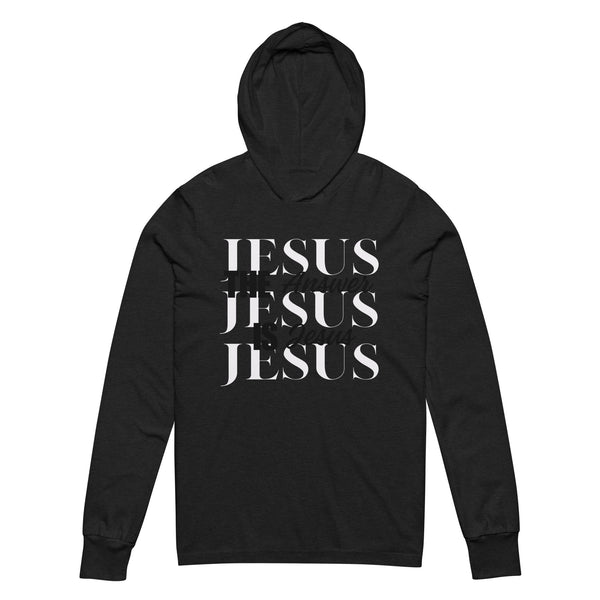 The Answer is Jesus Hooded long-sleeve tee