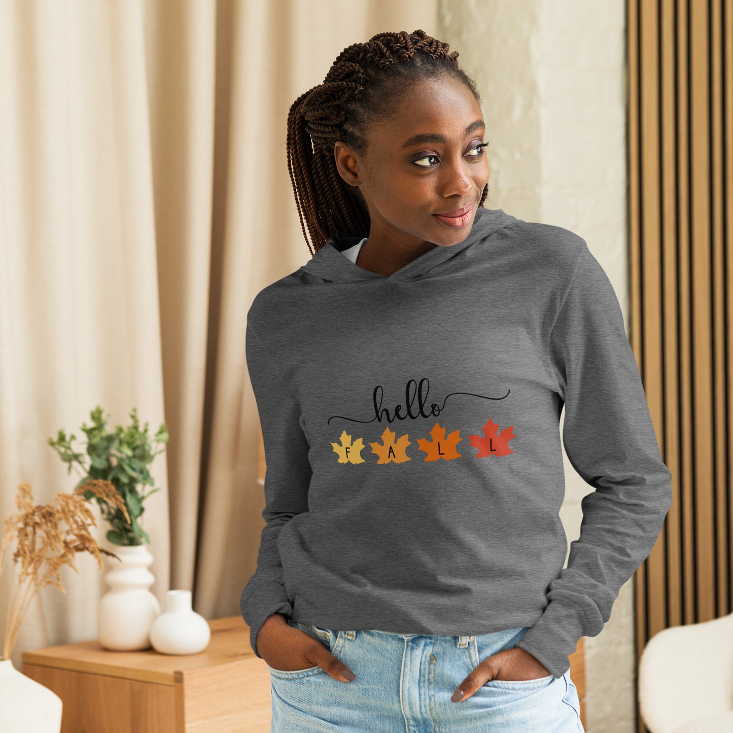 Hello Fall Hooded long-sleeve tee