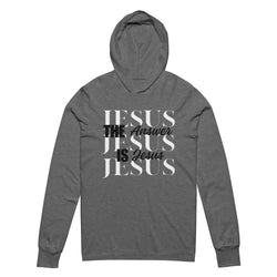 The Answer is Jesus Hooded long-sleeve tee