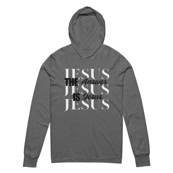 The Answer is Jesus Hooded long-sleeve tee