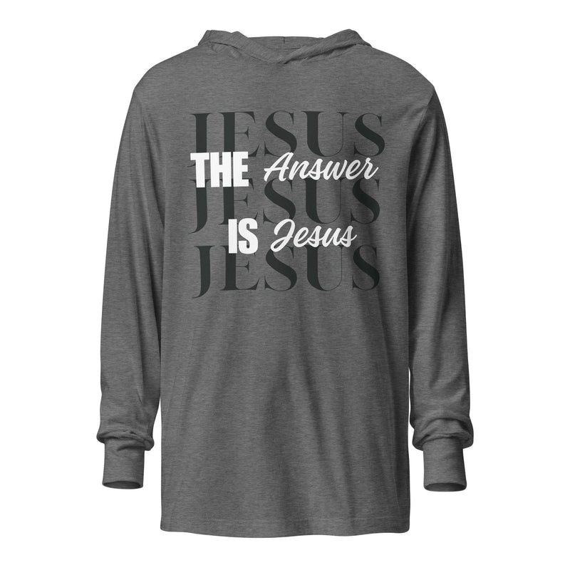 The Answer is Jesus Hooded long-sleeve tee