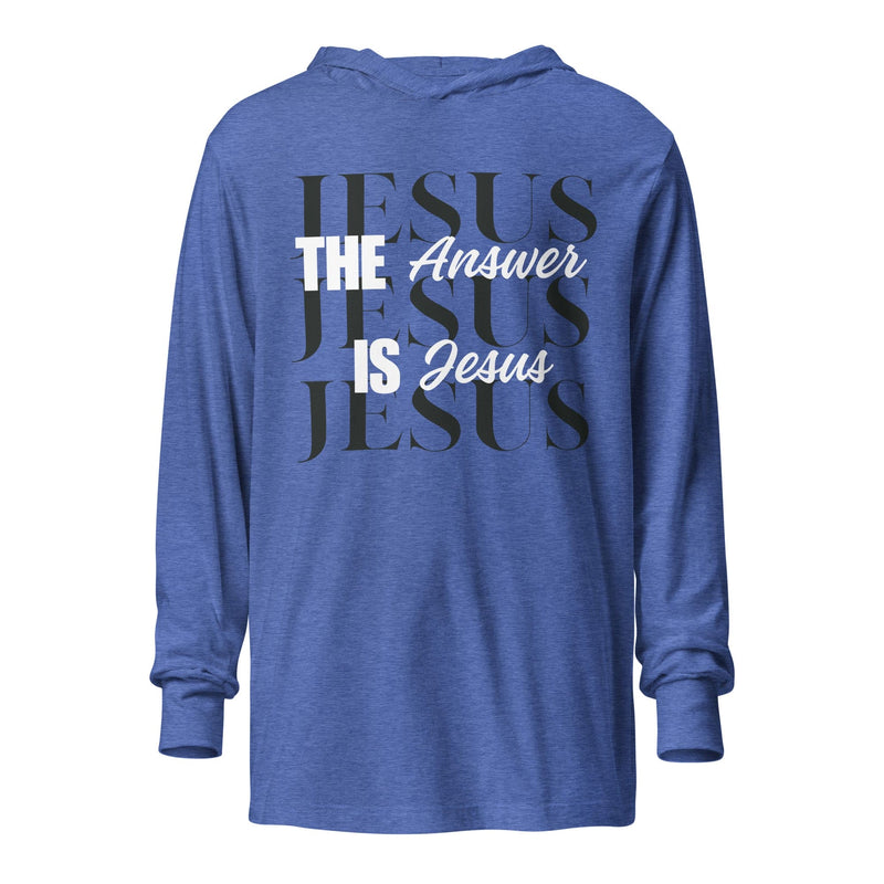 The Answer is Jesus Hooded long-sleeve tee