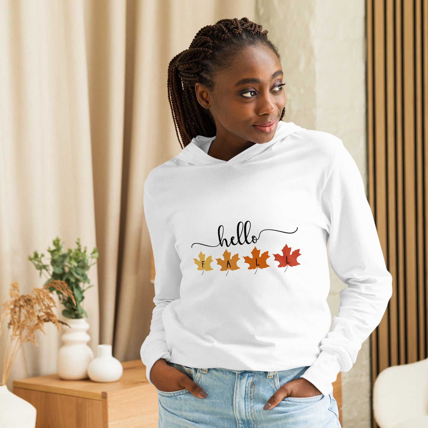 Hello Fall Hooded long-sleeve tee