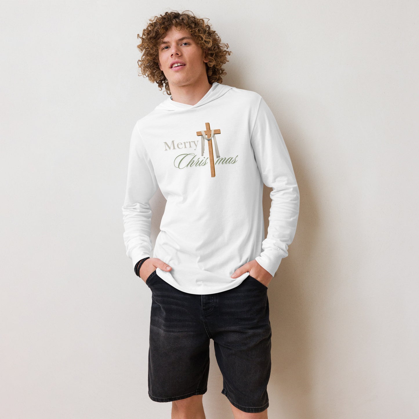 Merry Christmas Hooded long-sleeve tee