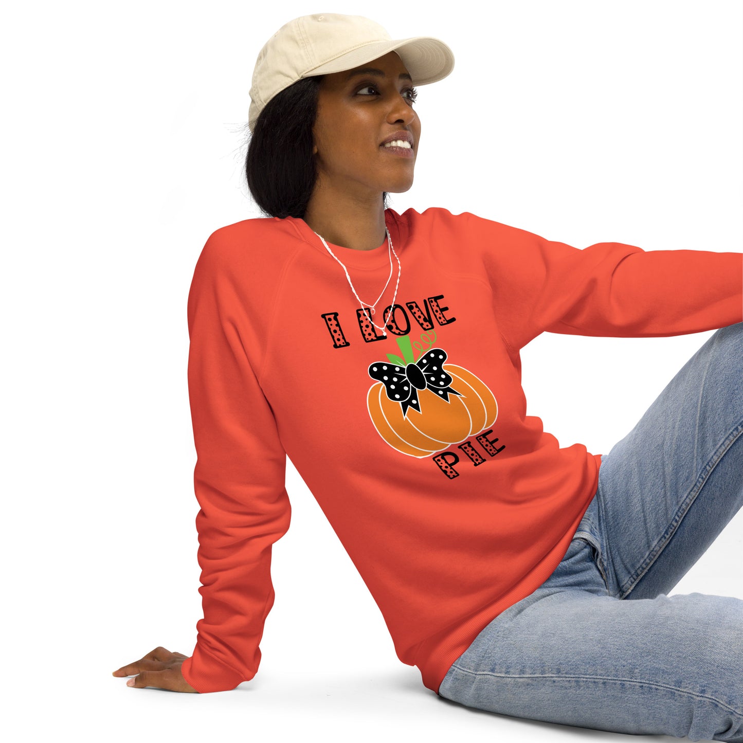 I love pie Unisex organic raglan sweatshirt