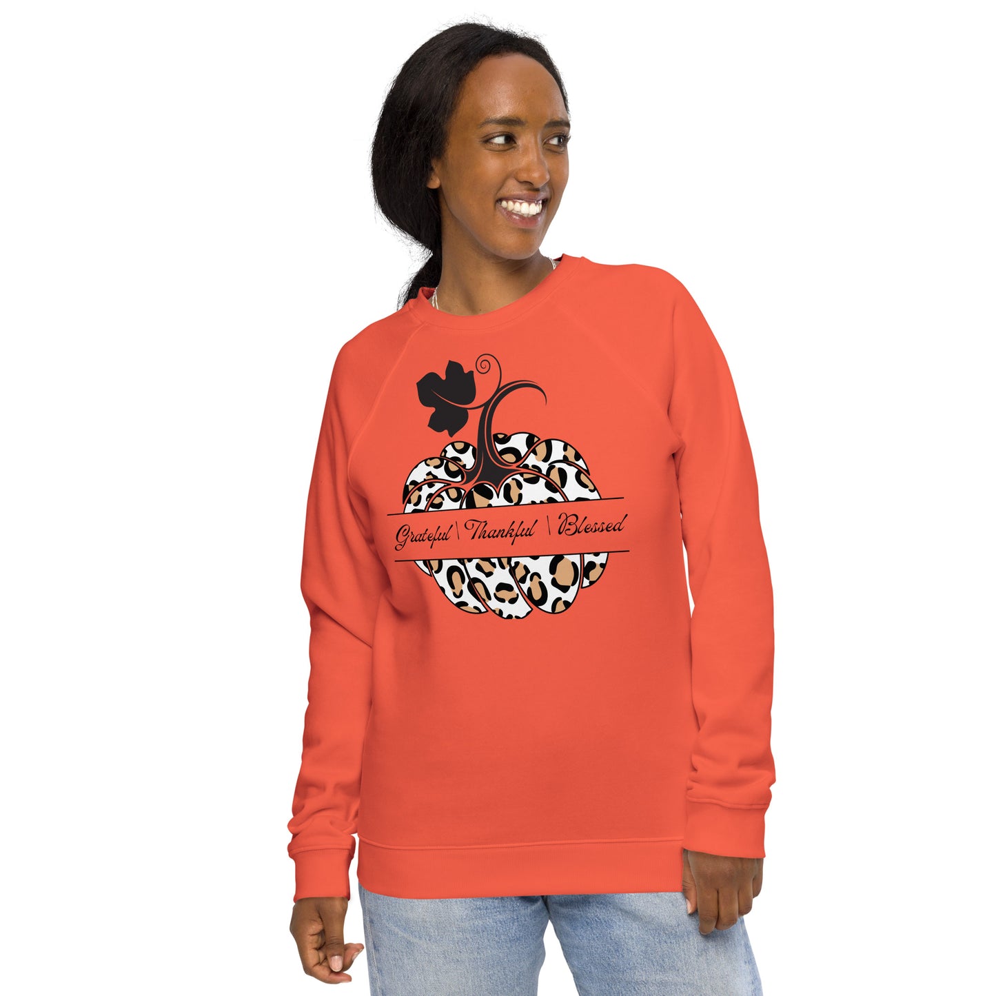 Grateful Thankful Blessed Unisex organic raglan sweatshirt