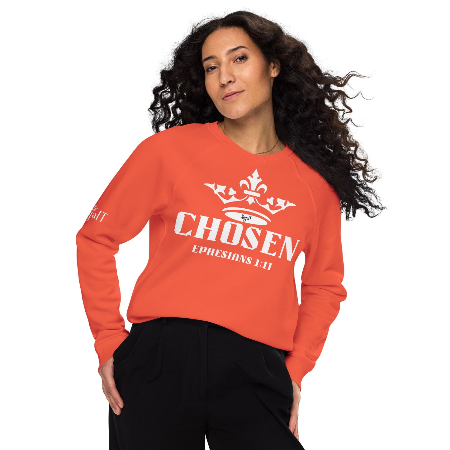 Chosen (White) Unisex organic raglan sweatshirt