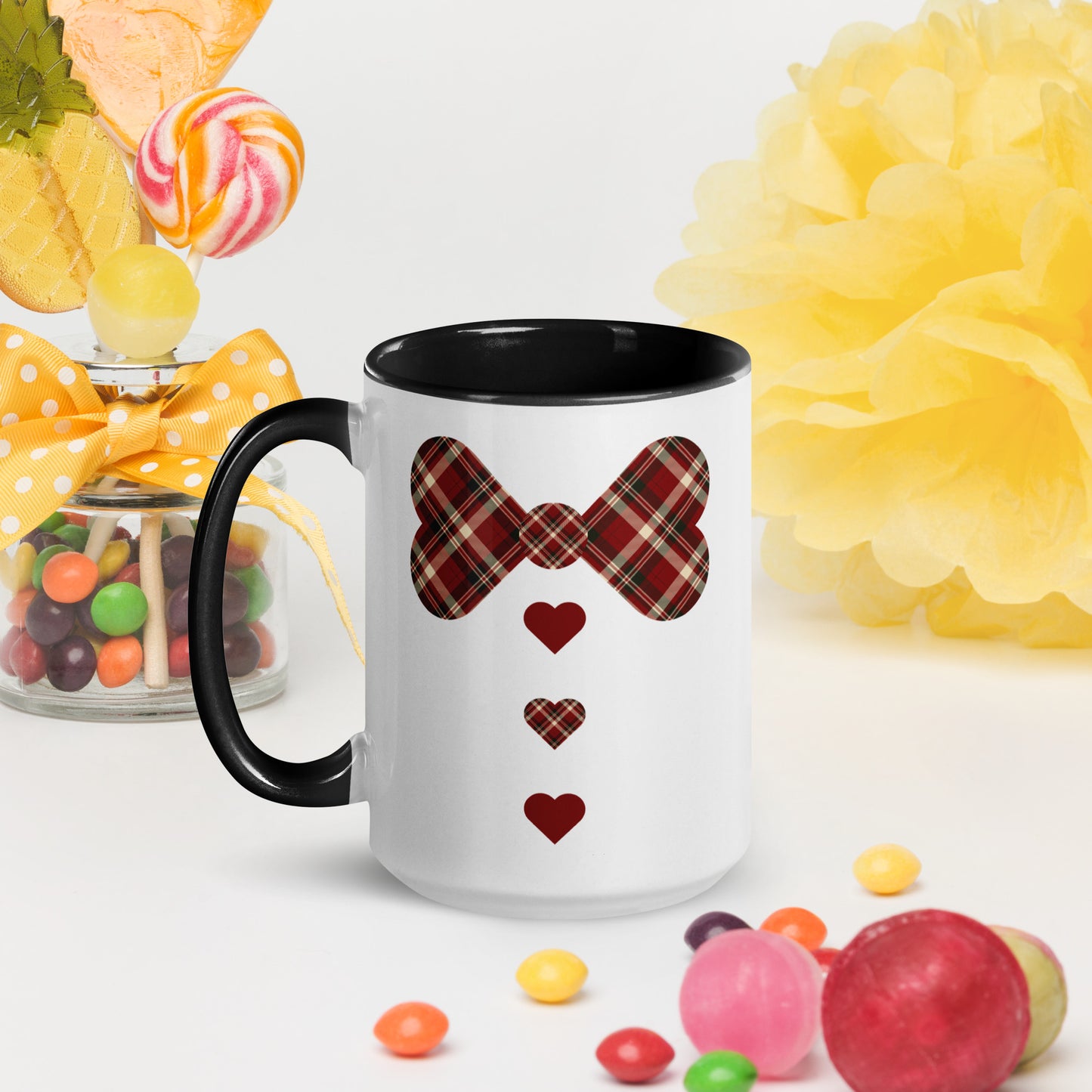 Red plaid Mug with Color Inside