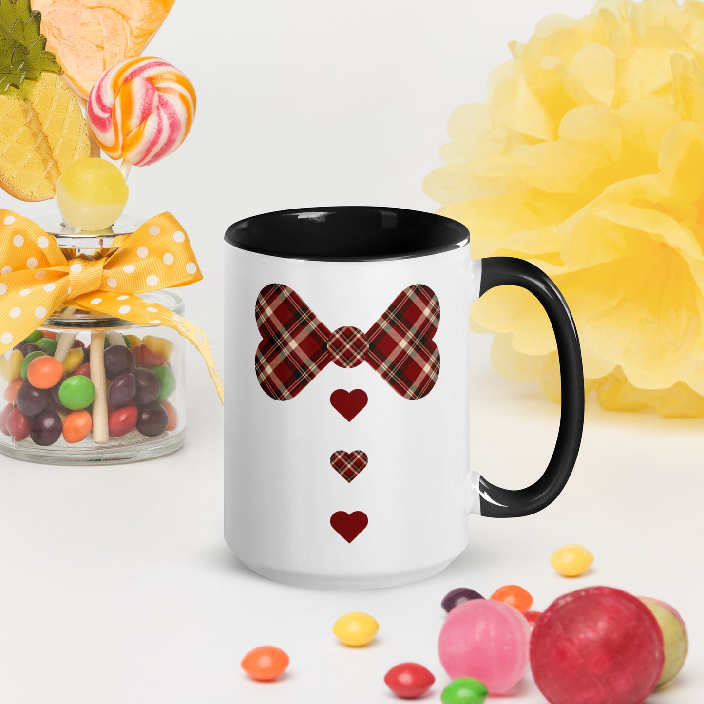 Red plaid Mug with Color Inside