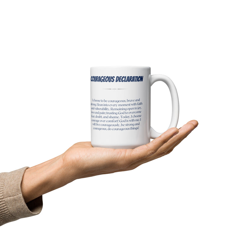 Courageous White glossy mug