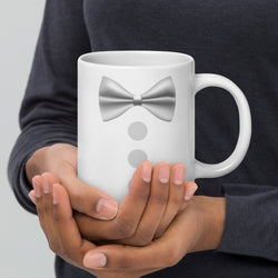 Silver Bowtie White glossy mug